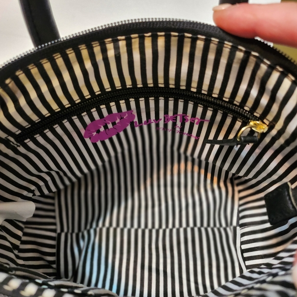 Betsey Johnson Pink and Black Shoulder Bag with Gold Accents - Picture 12 of 13